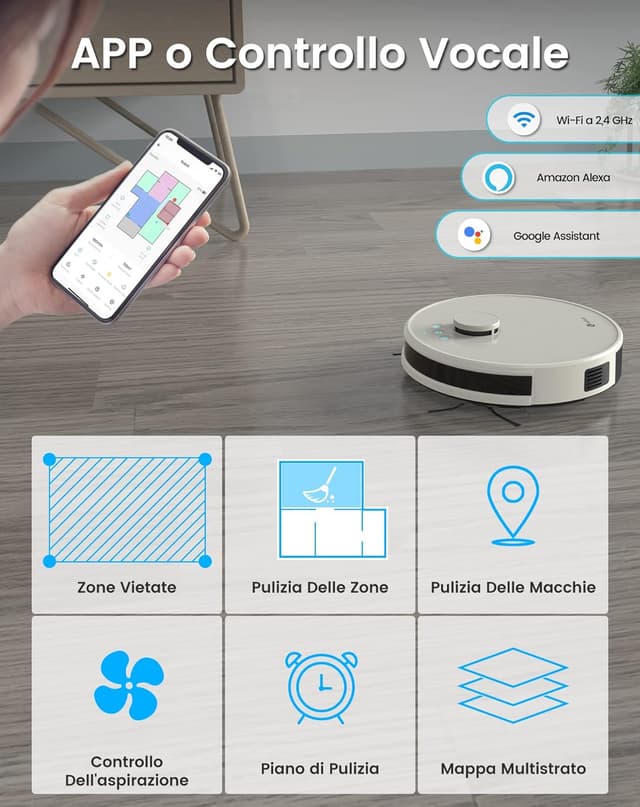 Thumbnail 6 de Lefant M1 Robot Aspirapolvere Lavapavimenti Slim (4000 Pa, fino a 200 min) Grigio Champagne