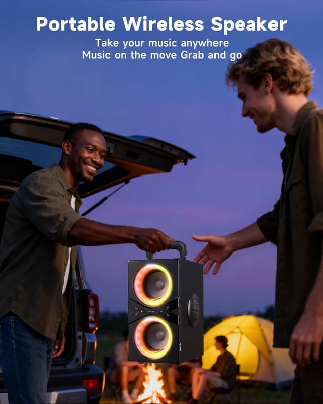 Detalle 2 de YIER Party Bluetooth Speaker with 80W Peak Power, TWS, RGB Lights, and Long Playtime