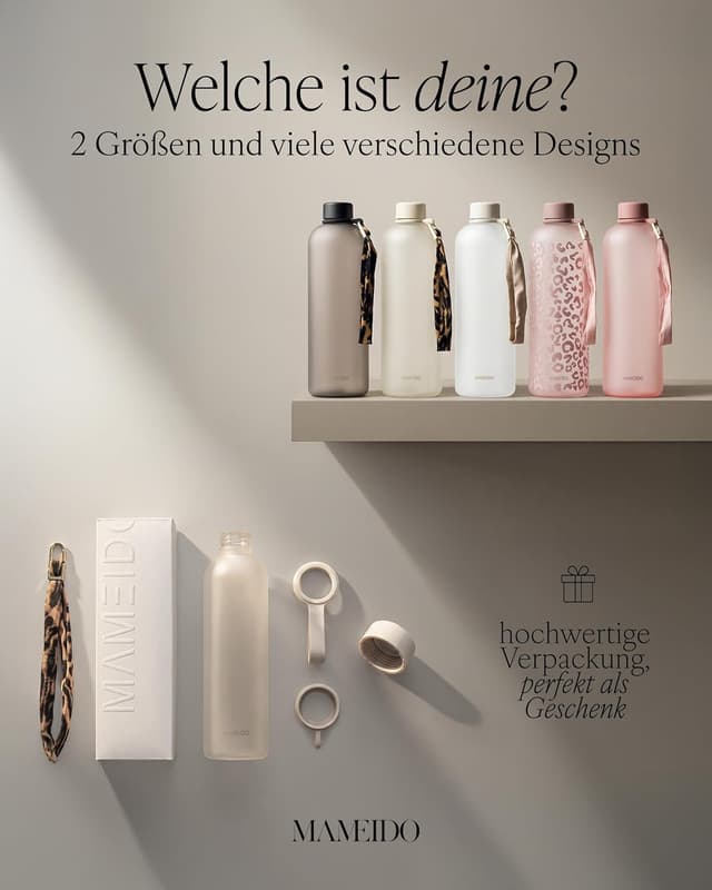 Thumbnail 6 de MAMEIDO Trinkflasche mit Zeitmarkierung, 1 l – auslaufsicher & BPA-frei für Sport, Gym, Büro (Ivory Beige)