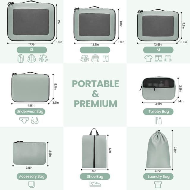 Detalle 2 de Prezon Cubes de rangement valise, lot de 8,