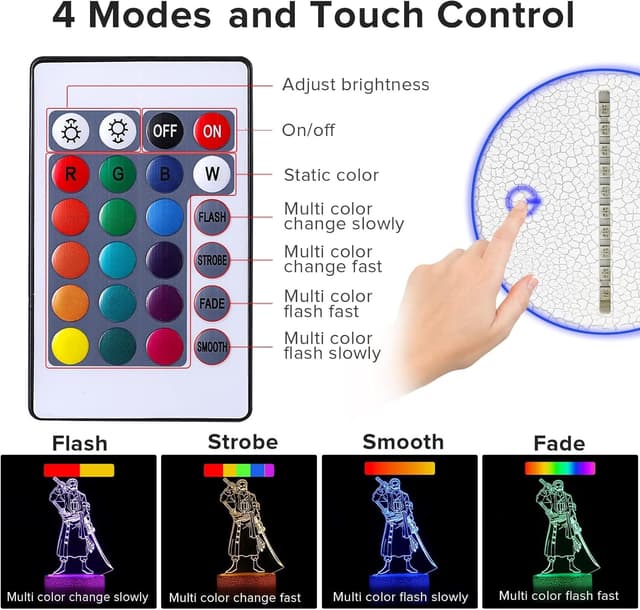 Thumbnail 3 de QQAAMZ Hǎi Zéi Wáng Lampe Luffy Veilleuse 16 couleurs