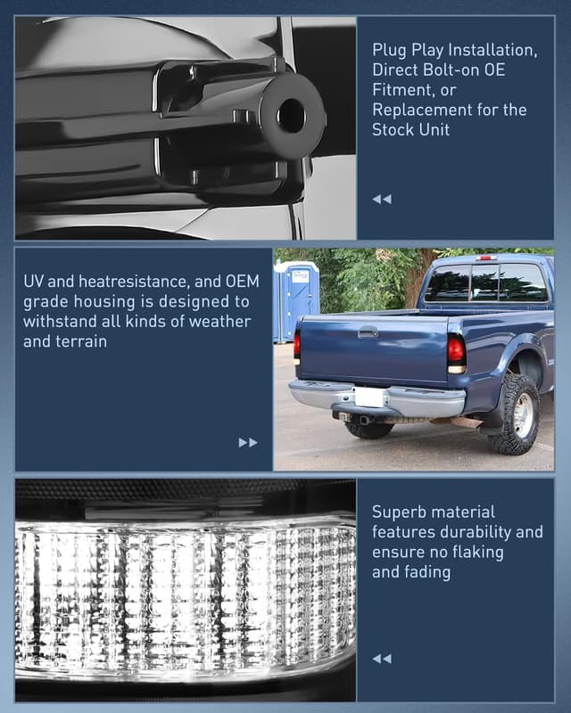 Detalle 2 de Nilight Smoke Rear Taillight Assembly Pair for 1997-2007 Ford F-150 Styleside & F-Series Super Duty