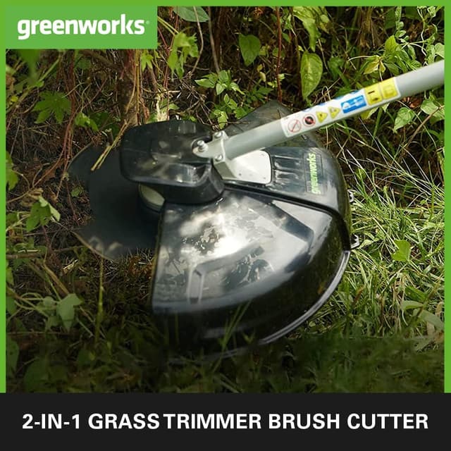 Detalle de Greenworks 40V Cordless Brushcutter (GD40BCB) with Harness, 40cm Cutting Width – Tool Only