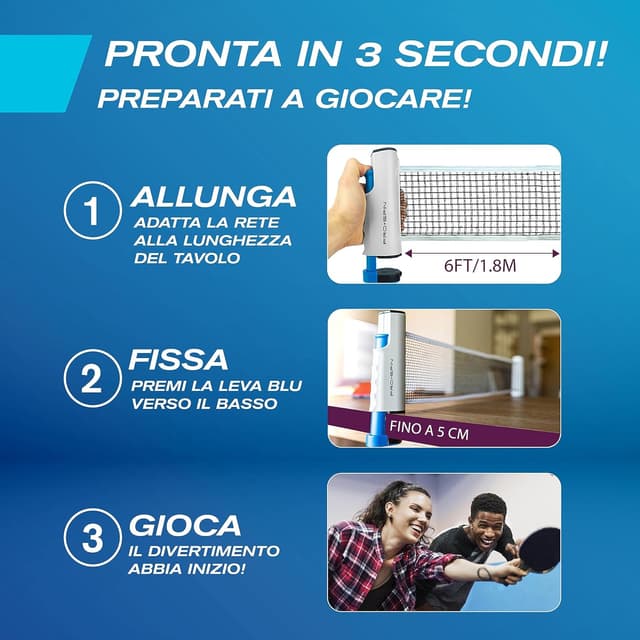 Thumbnail 3 de PRO-SPIN Set da Tavolo Portatile con Rete Estensibile 183 cm