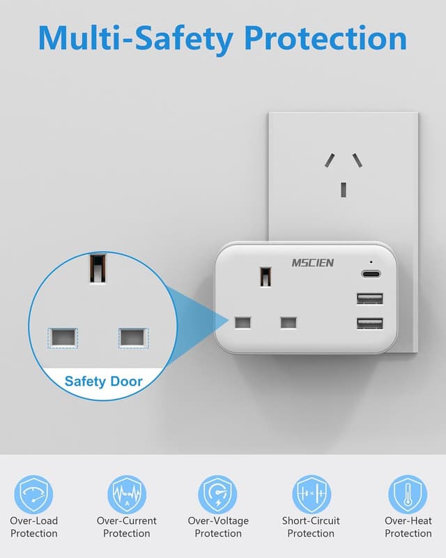 Thumbnail 6 de UK to Australia Plug Adapter with 3 USB