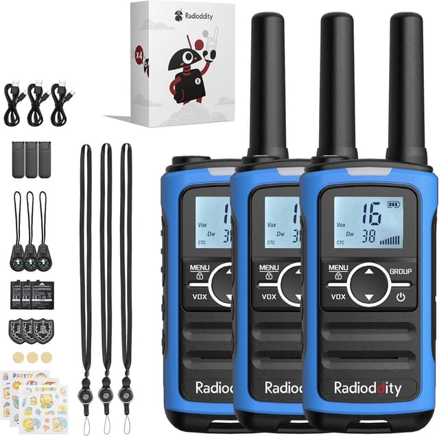 Thumbnail 6 de Radioddity PR-T8 : lot de 3 talkies-walkies PMR446 pour enfants, rechargeables (batterie 2000 mAh)