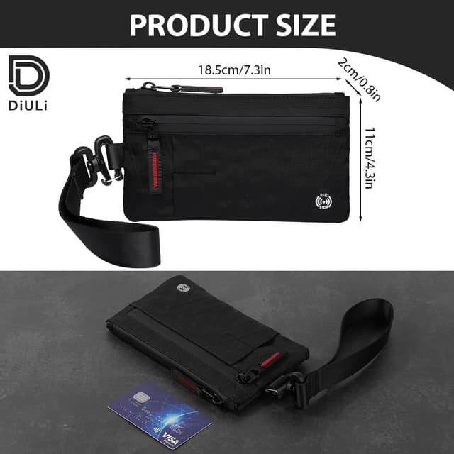 Thumbnail 1 de DiULi Carteras RFID Antirrobo Grande negro 🎒