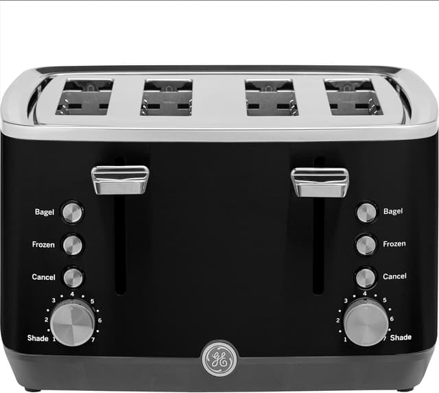 Detalle de GE 4-Slice Toaster with Extra-Wide Slots, 7 Shade Settings (1500W) — Black