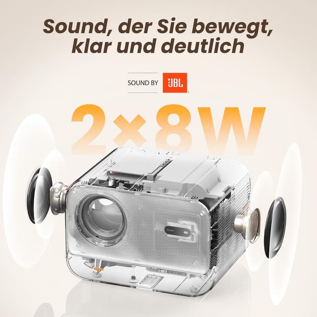 Detalle de Beamer Sound by JBL Yaber L2s: 1080P Native Projektor mit WiFi 6, Bluetooth 5.1 und Autofokus