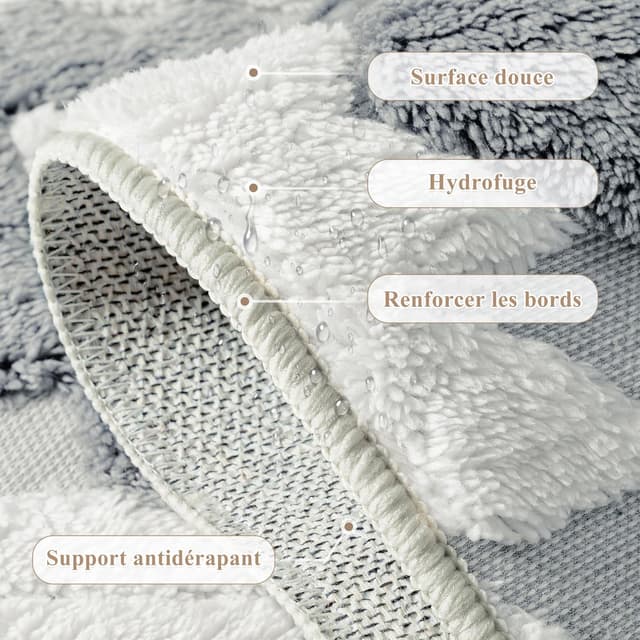 Detalle de PureCozy Tapis de salon 160x230 cm Bleu gris antidérapant, lavable en machine
