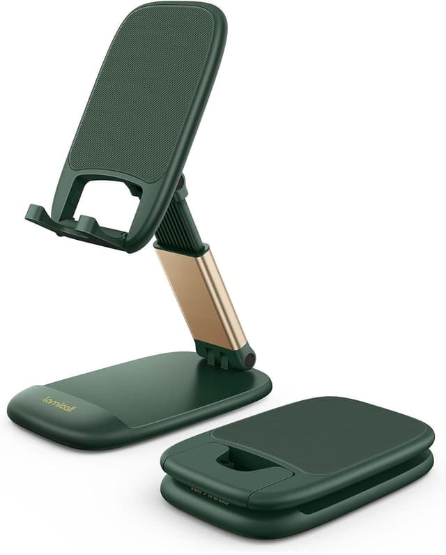 Imagen de Lamicall Adjustable Phone Stand for Desk (Foldable) in Green – Height & Angle Adjustable for 4–8 inch phones en OfertitasTOP