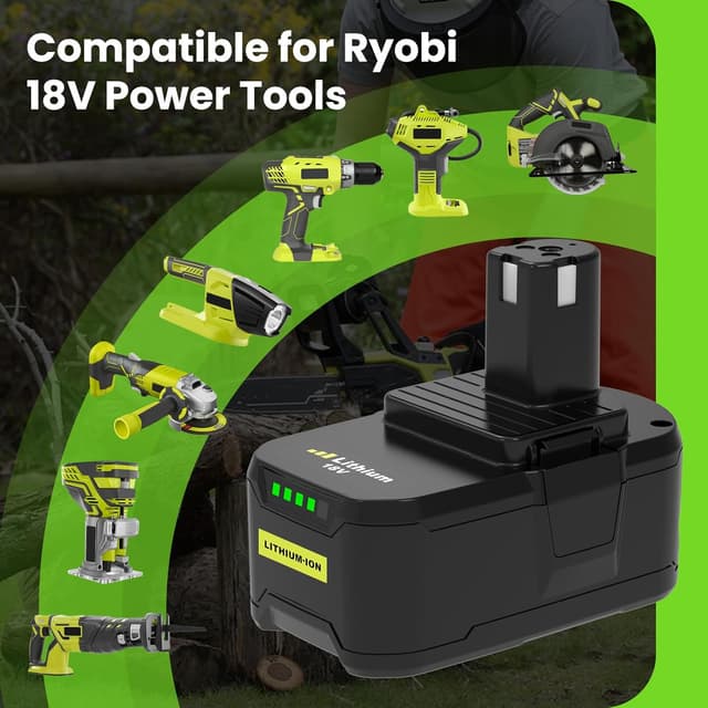 Detalle 2 de TOPBATT 2x18V Ryobi compatible 5.0Ah batteries