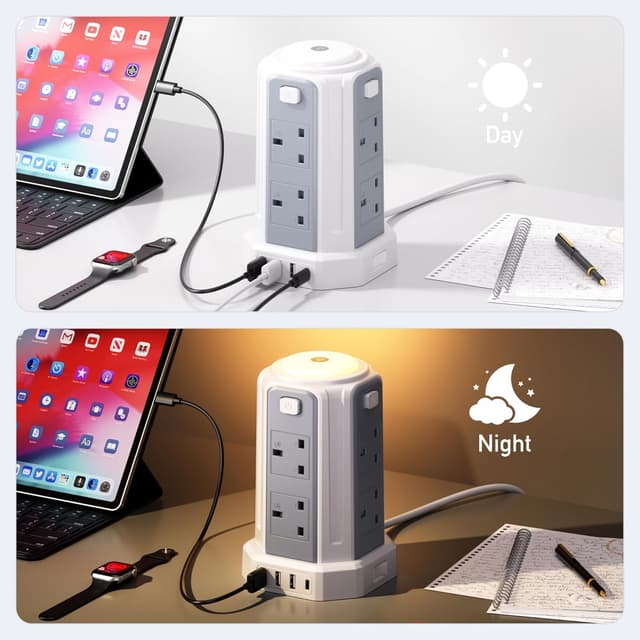 Thumbnail 5 de Tower Extension Lead 3M 3250W Surge Protector with 8 AC & 4 USB ports ๐