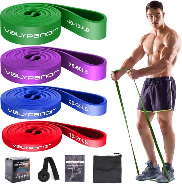 Detalle de VALYPANOR Widerstandsbänder-Set mit 4 Stufen (Türanker & Aufbewahrungstasche) für Krafttraining, Stretching, Yoga & Pilates