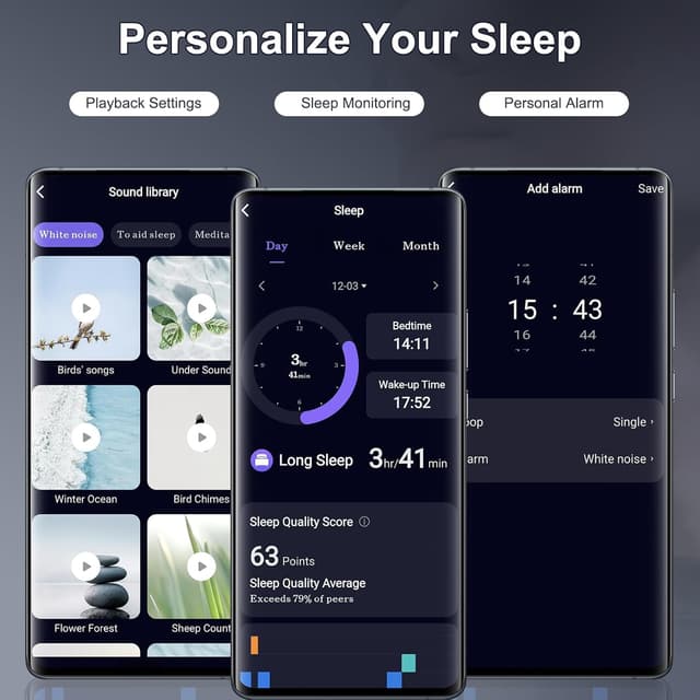 Detalle de Bluetooth Schlafkopfhörer 2026 Mini mit Bluetooth 6.0, Schlaftracker & weißem Rauschen