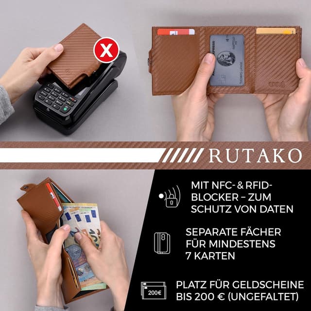 Detalle 2 de RUTAKO Slim Wallet mit 9,5 cm Kartenetui