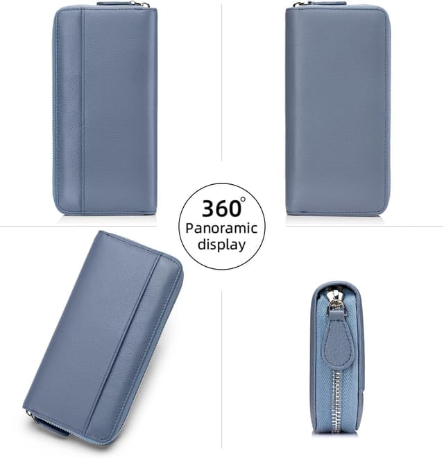 Detalle 2 de SCHLATUM RFID blocking leather zip wallet — large capacity 👛