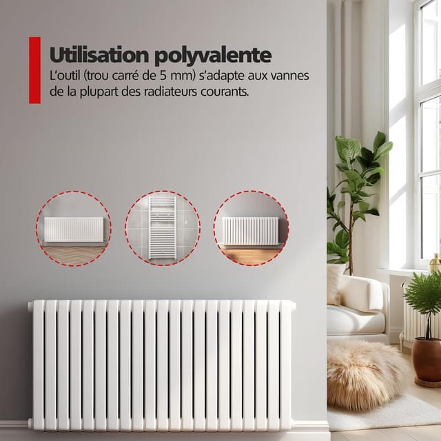 Detalle de RAVN HAMAN : lot de 3 clés de purge de chauffage blanches avec douille carrée 5 mm