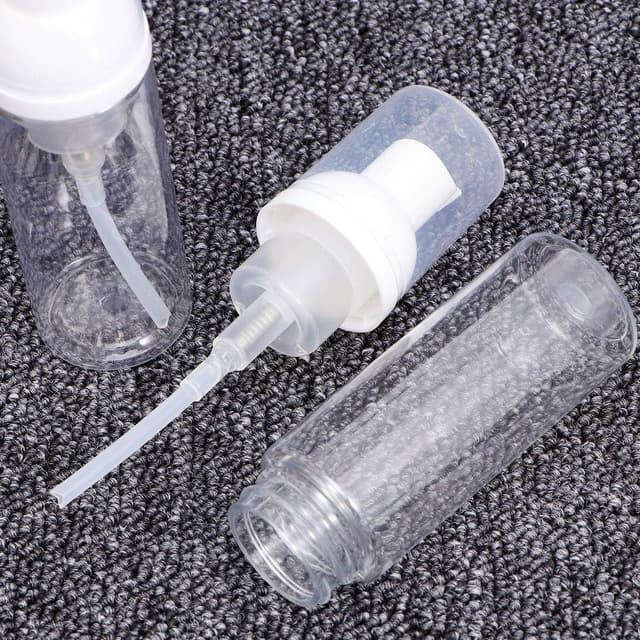 Detalle 2 de Healifty 12pc Plastic Foam Dispenser Bottles (Refillable, 50ml) – White travel hand soap & shampoo containers