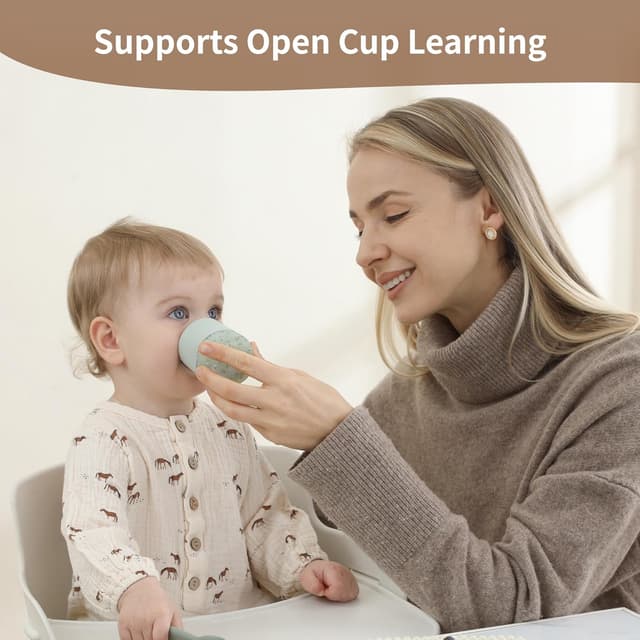 Detalle de Moonkie Trinklernbecher 2er-Set Schnabeltasse aus Silikon (ab 4 Monaten) – BPA-frei, mit Füllmengen-Markierungen