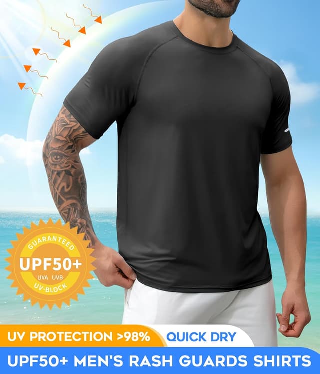 Detalle 2 de Boyzn 1 or 3 Pack Men’s Rash Vest with UPF 50+ Sun Protection and Quick-Dry Fabric