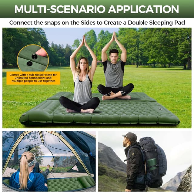 Detalle 1 de NAPASA Camping Mat – 14cm ultralight inflatable sleeping pad with built-in foot pump (double-joinable)