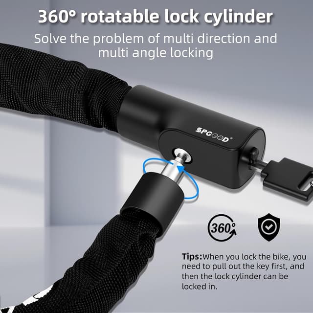 Detalle de SPGOOD Bike Lock 90 cm 6 mm Steel Chain