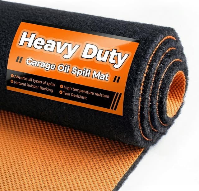 Detalle de Heavy Duty Oil Spill Mat (1/4 Thick) for Garage Floor, 64", x 64", Waterproof Reusable Rubber-Backed