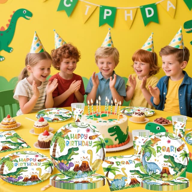 Thumbnail 4 de CANCJ Dinosaurier Partygeschirr Set für 10 Gäste