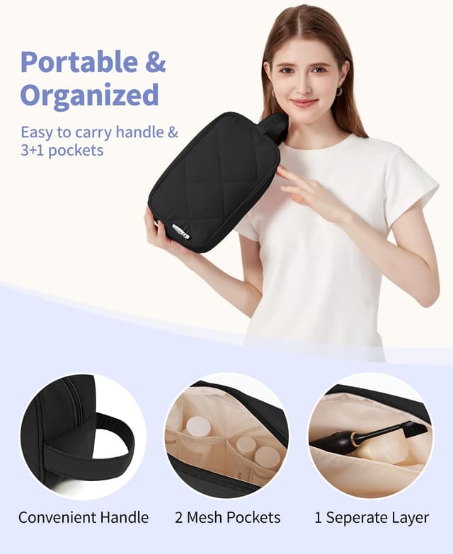 Thumbnail 4 de Narwey Große Kosmetiktasche Schwarz gesteppt