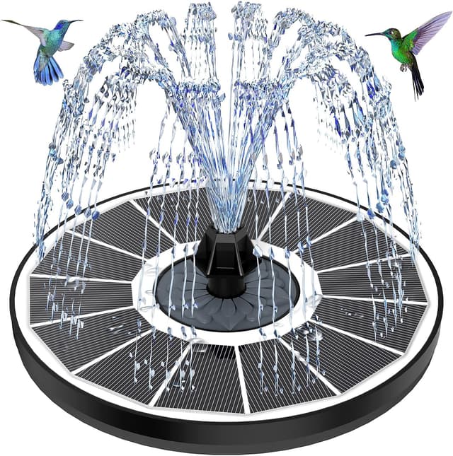 Detalle de Yzert Solar Fountain 2025 Upgrade 3.5W Glass Panel Bird Bath Fountain (White) with 8 Spray Modes