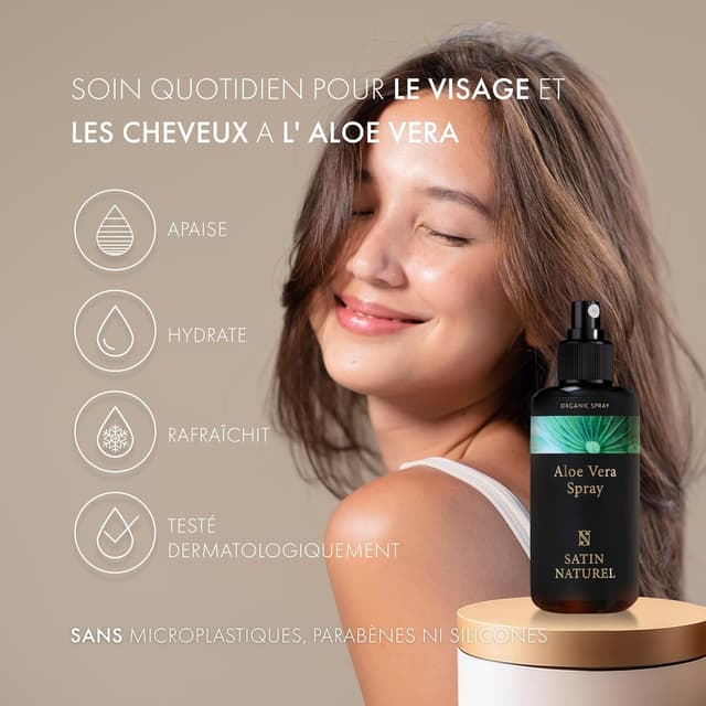 Detalle de Satin Naturel Brumisateur Visage Aloe Vera Bio 200 ml – spray hydratant apaisant pour peau sensible