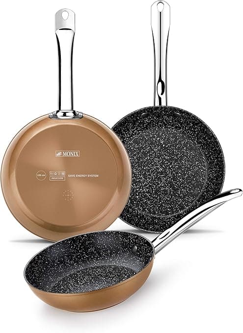 Detalle de MONIX Copper Set 3 Sartenes Antiadherentes 🥘 y Duraderas