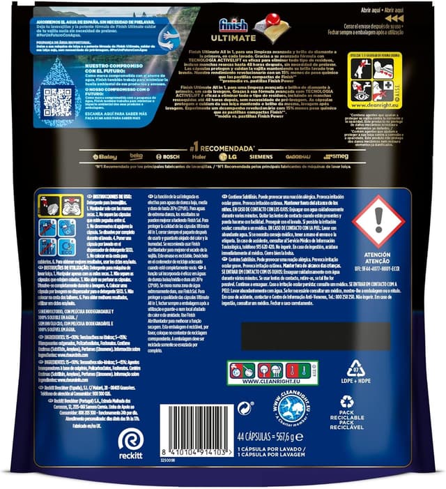 Thumbnail 6 de Finish Powerball Ultimate Pastillas Lavavajillas Limón 🍋 44 Unidades