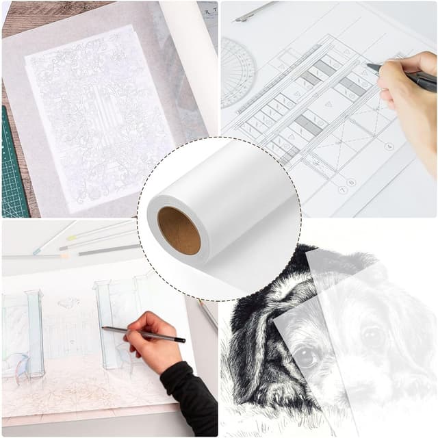 Detalle 2 de 43cm x 23m Tracing Paper Roll (White, Translucent) for Sewing, Pattern Tracing & Drawing