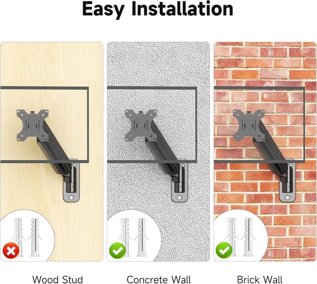 Detalle de suptek Monitor-Wandhalterung WM011 für 13–32 Zoll (bis 9 kg) mit Gasfeder, VESA 75/100