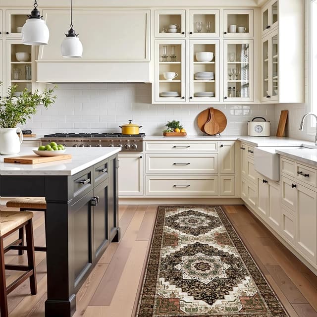 Thumbnail 6 de Tritard 3-Piece Non Slip Boho Kitchen Rug Set (Brown) – Washable Kitchen Mats for Runner, Hallway, and Laundry Room