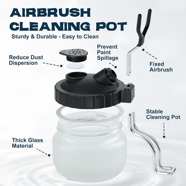 Detalle de X ARTY HUB Airbrush Reinigungsset – Reiniger (4×120 mL) mit Reinigungstopf für Wasser- und Acrylpigmente