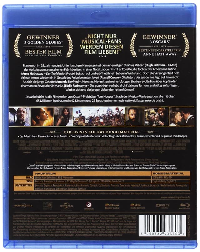 Detalle de Les Miserables in Blu-ray (Drama/Musical) — audio e lingue selezionabili