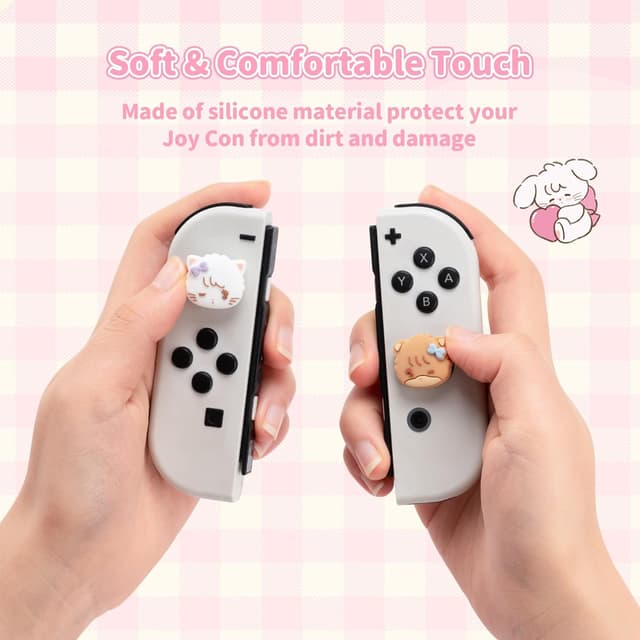 Detalle de GeekShare Silikon-Joystick-Kappen für Switch, Switch OLED & Switch Lite (Mikko) – 4 Stück, rutschfeste Thumbstick-Griffe