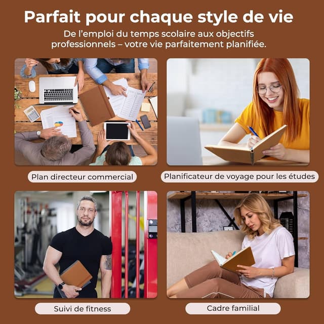 Thumbnail 6 de IN-LUXPRO Agenda 2026 semainier et carnet de notes A5 moyen (21,9 x 16,4 cm) en spirale, marron