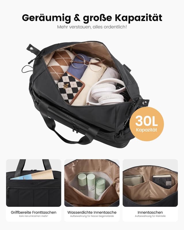 Detalle de LOVEVOOK Reisetasche 30 l Khaki für Damen