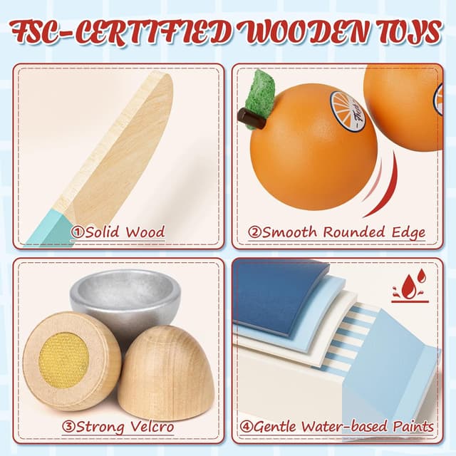 Detalle 2 de Lehoo Castle Comida de madera para cocinita 2‑5 años