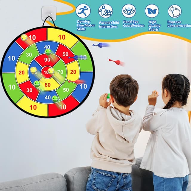 Detalle de Kids dart board set 29 inch Dino double-sided
