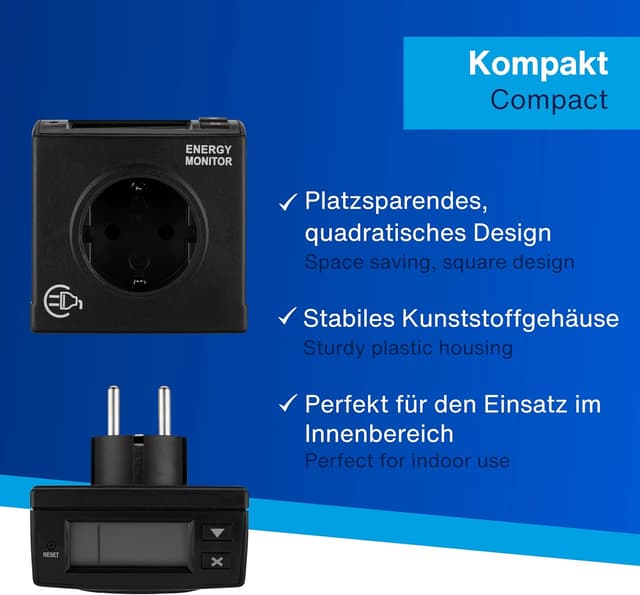 Detalle de REV Stromzähler EX für die Steckdose (schwarz) – Verbrauch messen und Stromfresser finden