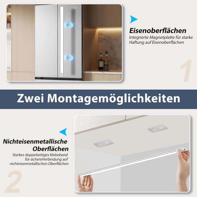 Detalle de OUILA Schrankbeleuchtung LED 60 cm mit Bewegungsmelder, 3 Farbmodi und USB-C (wiederaufladbar)