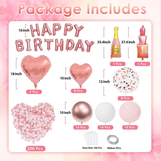Detalle de Conleke Rose Gold Birthday Balloon Set