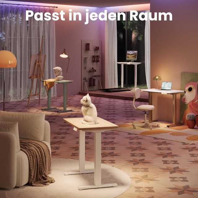 Detalle 2 de HUANUO höhenverstellbarer Schreibtisch 80 x 48 cm – elektrisch, 4 Speicherhöhen