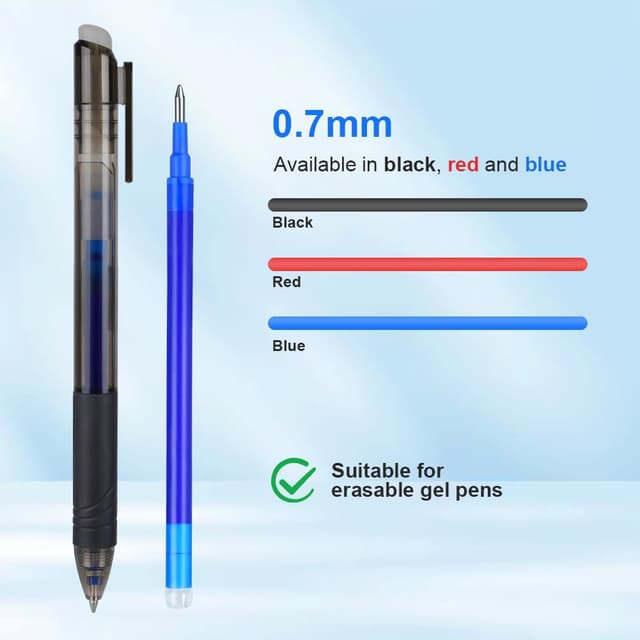 Thumbnail 6 de Vicloon recharge pour stylo gel effaçable (12 recharges) pointe 0,7 mm, bleu