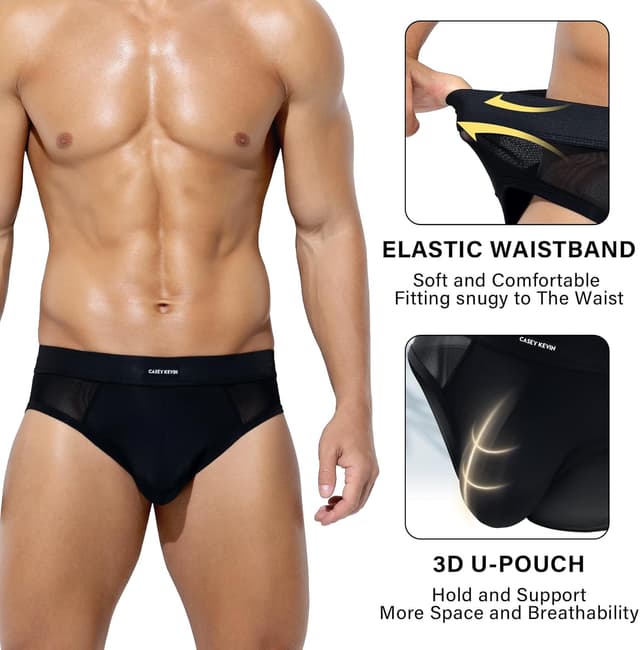 Detalle de Mauro Kane men’s ice silk briefs mesh low rise multipack (3 pack)